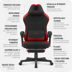 Fotel gamingowy Cabro C504 Czarny - Czerwony Tkanina